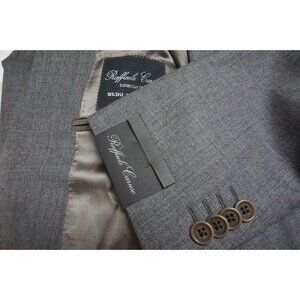Raffaele Caruso Solid Medium Gray 100% Wool 2 Pc Suit Jacket Pants 44R NEW